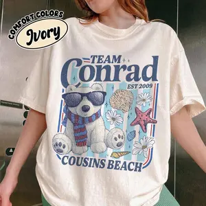 Team Conrad Junior Mint Bear Shirt Comfort Colors, Cousins Beach TSITP Shirt, Summer Beach Tee, Team Conrad Cousins Beach TShirt
