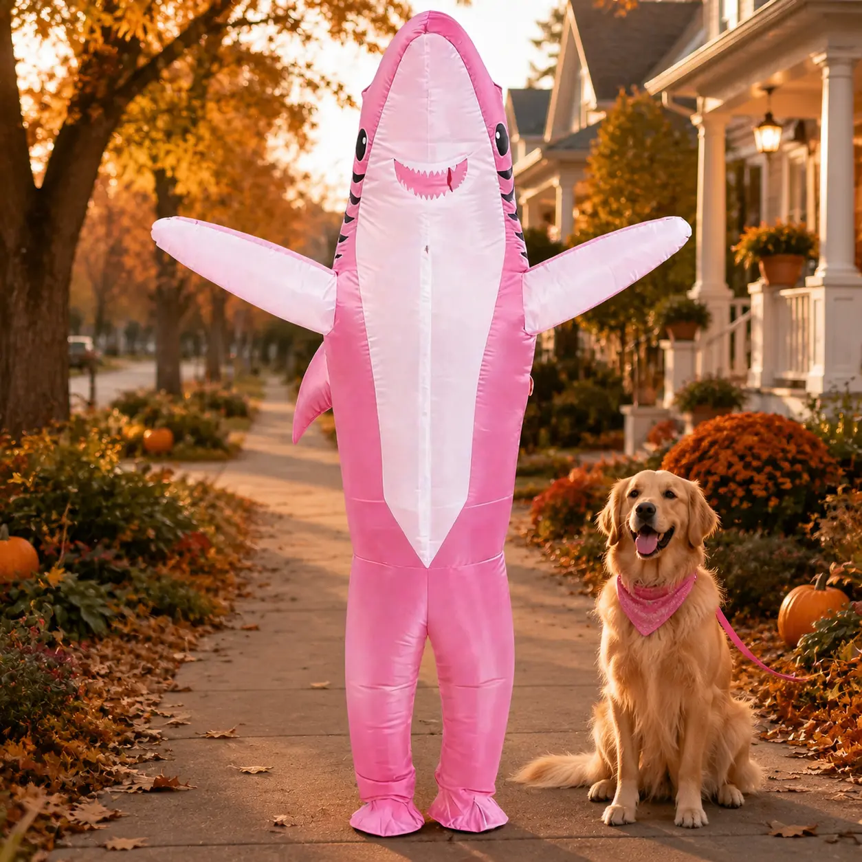 Inflatable Shark Costume for Adults, Funny Blow Up Halloween Outfit with Built-In Fan, Lightweight Polyester Party Cosplay for Pet Owners Blue Breathable Classic Menswear Clothes Grey