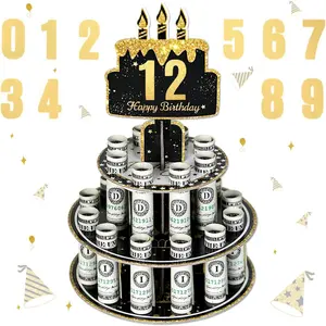 Birthday  Cake for Birthday Gifts,  Holder Stand Ideas for Give  , Surprise Personalized  Box with 0-9stickers Variable  for Her Him Birthdays Party Decorations