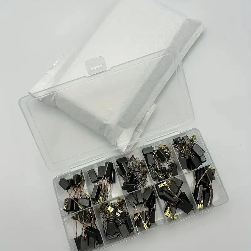 60-Piece Professional Electric Motor Carbon Brush Replacement Kit - 15 Sizes, Heavy-Duty Metal Parts, for Drill Presses, Table Saws, Durable Tool Maintenance Accessory