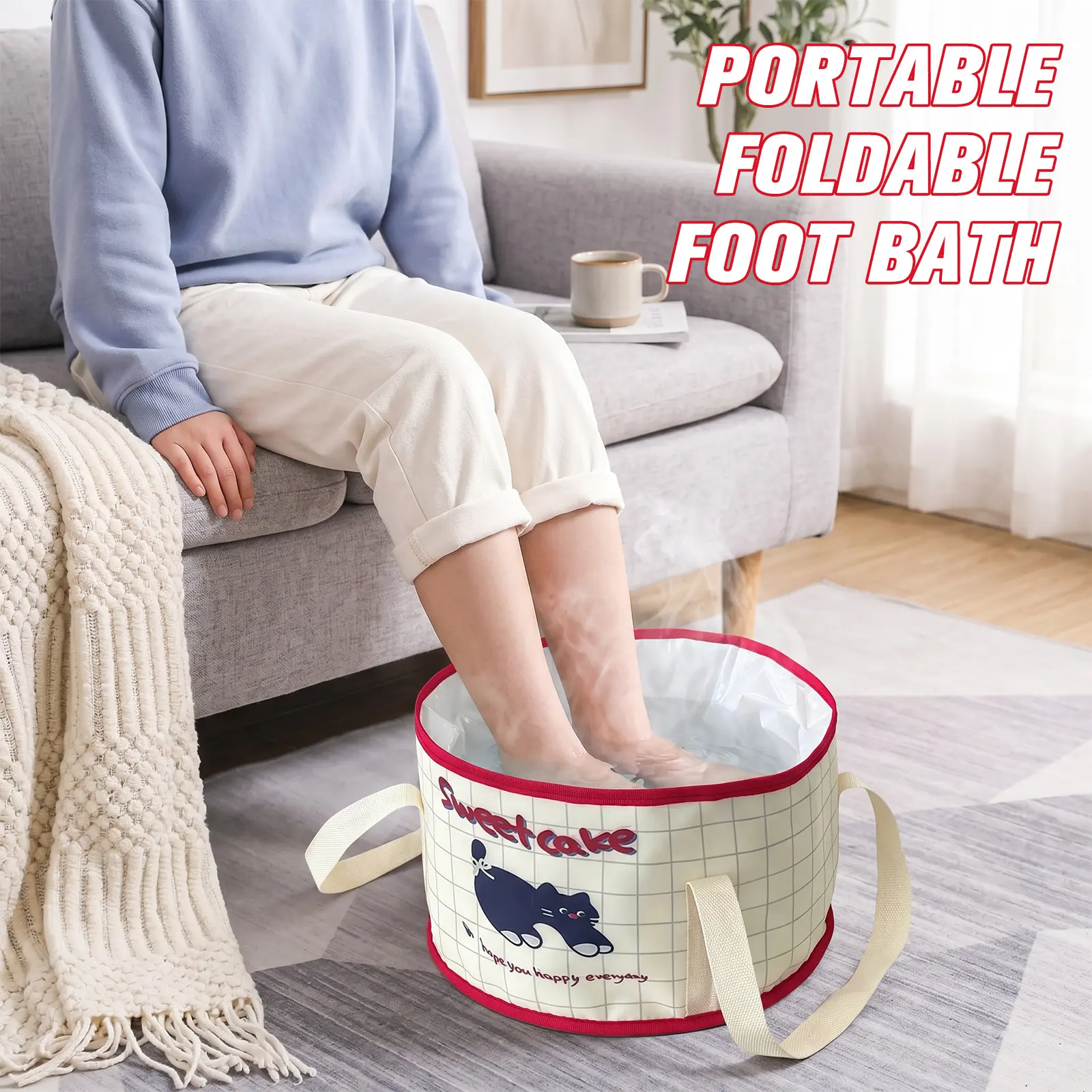 Tanlook Foldable Foot Soak Bag, Portable Collapsible Foot Bath Tub for Foot Soaking, Travel Home Foot Spa Bucket