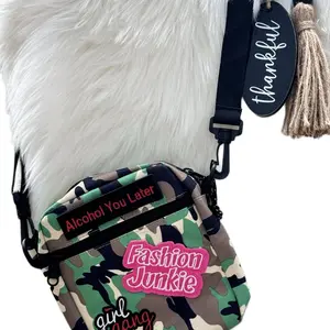 Camo crossbody bag with adjustable straps