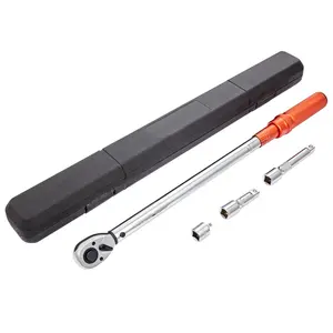 1/2-inch Drive Click Torque Wrench (20-250ft.lb/34-340n.m) - Dual-Direction Adjustable Set with Mechanical Dual Range Scales, Adapters & Extension Rod