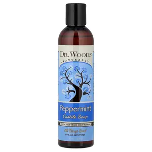 Dr. Woods Peppermint Castile Soap with Fair Trade Shea Butter, For All Skin Types, 8 fl oz (236 ml)