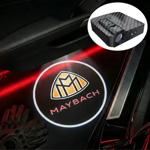2 Pcs Carbon Fiber Welcome Light Set for  Maybach, Car Door Projection Lamp, Laser Light, Custom Decorative Floor Lamp (batteries Not Included)