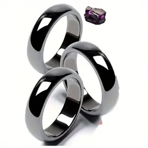 Minimalist Hematite Cabochon Ring - Unisex, Stress Relief & Meditation Jewelry, Calms Anxious Mood | Daily Wear Accessory