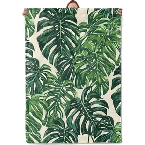 Tropical Monstera Leaf Blanket, Botanical Themed Flannel Blanket Gifts for Women, Soft Warm Lightweight Blankets for Living Room Home Travel Decor 50" x 60"