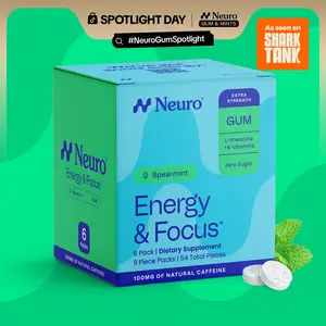 Neuro Extra Strength Energy Caffeine Gum/Mints for Energy & Focus - Sugar-Free with L-theanine, Caffeine, Vitamin B12 & Vitamin B6 - Spearmint Flavor