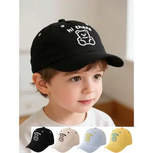 Cartoon Baseball Cap with Embroidered Bear, Stylish and Casual for Boys & Girls Aged 2-5, Perfect Spring & Autumn Hat