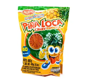 Alteno Pina Loca Crazy Pineapple Lollipop 40 Pieces Spicy Tangy Mexican Candy Dulces Mexicanos Sweet Snack