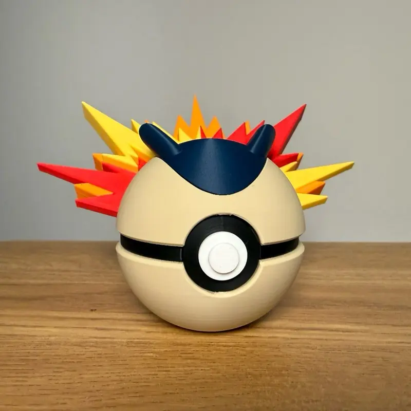Typhlosion Ball - Made to Order, High-Quality PLA, 3D Printed Pokeball Figure Collectible Figurine Whimsical