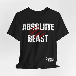 Absolute Beast (Red) Short Sleeve Tee Casual Classic Bella+Canvas  Cotton Fabric Athletic Top