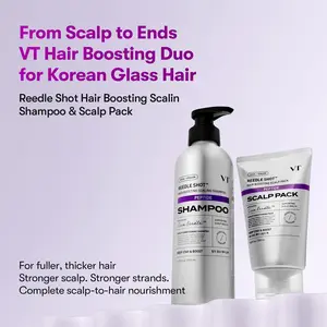 [VT Official] VT Hair Boosting Shampoo & Scalp Pack Duo | Hair Thickening, Scalp Care, Peptide & Biotin & Reedle Shot, Liquid Microneedling, For Oily, flaky Hair