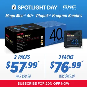 GNC 2-Pack Bundle: GNC Mega Men 40+ Vitapak Program (30 servings), Stress & Bone Support, 30 Count, Healthcare, Edible Dietary Supplement, Overall Wellness, Fitness
