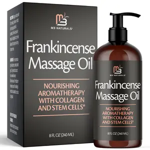 Frankincense Essential Massage Oil for Scars, Stretch Marks & Fine Lines, Firming, Hydrating, Smoothing & Calming Formula with Collagen, Stem Cells, Lavender & Grapefruit, 8 fl oz, by M3