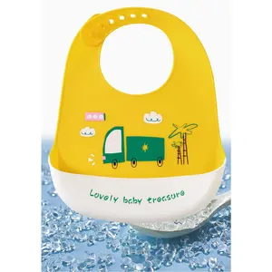Food Grade Silicone Baby Bib, Ultra Soft Waterproof Feeding Bib for Toddlers