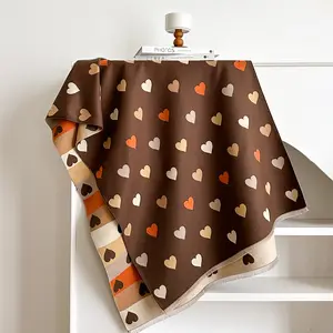 Multi-colored Love New Trendy Winter Polka Dot Versatile Long Thickened Multi-functional Shawl Imitation Cashmere Scarf for Women in Rich Brown with Heart Patterns