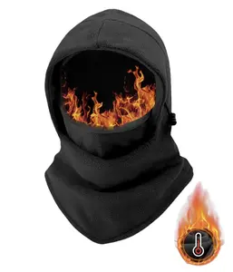 Winter Warmth 2-in-1 Hat & Face Mask -  Windproof & Comfortable Thick Fleece Lining for Skiing Cycling Hiking, Running, Machine Washable,  Black Full Balaclava Thermal Ski Mask Breathable Face Cover
