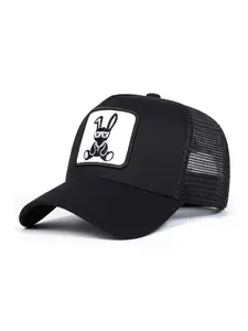 Unisex Cute Cartoon Rabbit Mesh Baseball Cap, Adjustable Trucker Hat, Adjustable Sun Protection Hat, Casual Fitted Outdoor Travel Beach Vacation Headwear