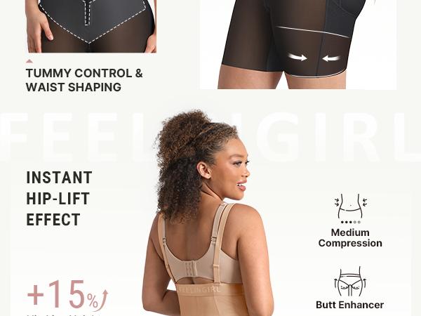 FeelinGirl New Drops FeelVibe Tummy Control Shorts Shapewear for Women Plus Size Butt Lifting Bodysuit Postpartum Body Shaper