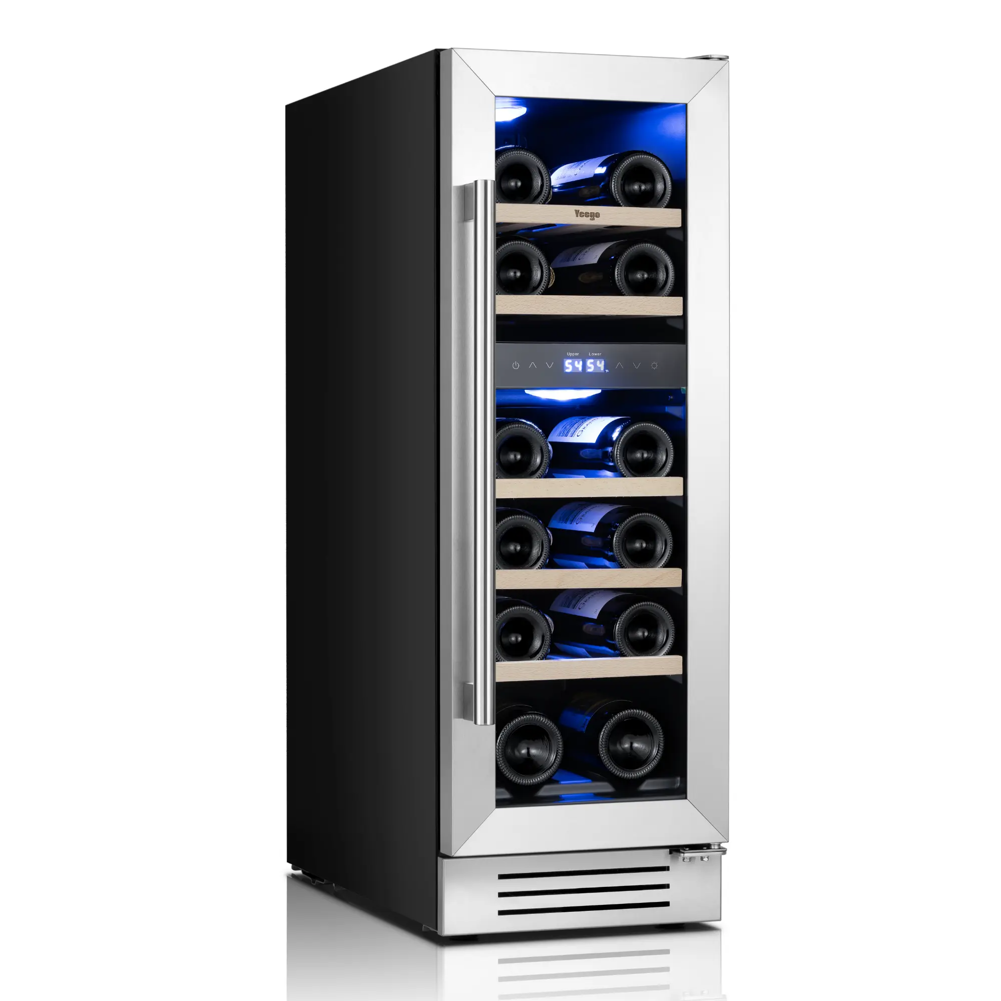 Yeego 17 Bottles Wine Refrigerator, 40-65°F Dual-Temperature Zone Glass Door Wine Refrigerator, Air-Cooled Heat Dissipation, Advanced Compressor, Supports Built-In or Freestanding Installation, Under-Counter Wine Fridge Cooler for Kitchen, Bar, Office