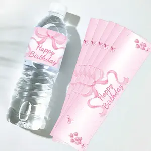 Happy Birthday Water Bottle Labels, Adhesive Stickers for Party Gifts, Floral Design, Unprinted, Perfect for Birthdays