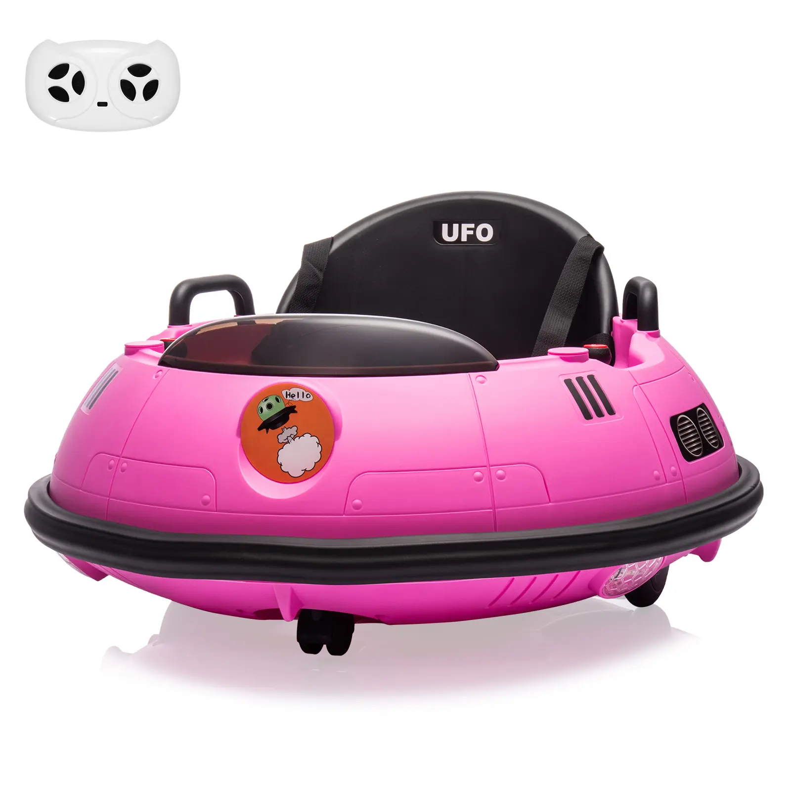 Unisex 12V Electric Toddler Ride On Car - Pink Remote Control Toy with 360-Degree Spin Wheels, Dual Joysticks, LED Lights & Sounds, Safety Belt, Soft Anti-Collision Strips for Indoor/Outdoor Active Play, Social Interaction (Ages 12+)
