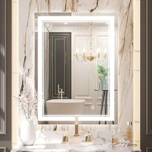 Keonjinn LED Bathroom Mirror, 32 x 24 Inch Front Lighted Bathroom Vanity Mirror with Lights, Wall Mounted Anti-Fog Dimmable Lighting Makeup Mirror with Memory, 6000K, IP54 (Horizontal/Vertical)-B08RSD5DVY