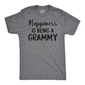Happiness Is Being a Grammy Unisex Fit T shirts Gift Idea Funny Family T shirt Mens Funny T Shirts Cool Vintage Fashion T-Shirt Gift Classic Menswear Mother's Day Apparel for Men Funny Grandma Short Sleeve