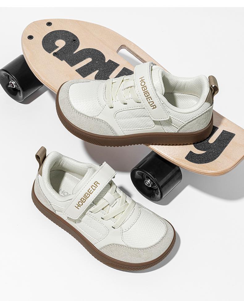 HOBIBEAR Spring/Autumn Kids’ Wide-Toe Casual Sneakers, Versatile Velcro Closure, Breathable Woven Upper