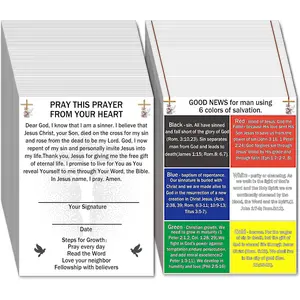 100 count Gospel Tracts -  Tracts for Salvation Christian Prayer Cards with Inspirational  Verses Pocket Plan Cards , 3.5 x 4.7 Inch
