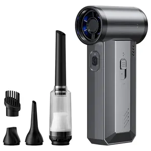 Portable Handheld Turbo Fan, Powerful Rechargeable High-speed Fan with LED Lighting, Adjustable 3-speed Blower Air Cleaner Fan, Multifunctional Outdoor Turbo Fan for Car Cleaner, Travel, Work and Father's Day Gift