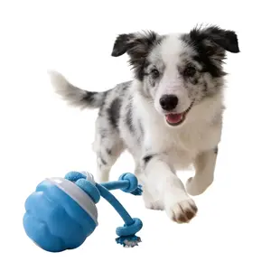Interactive Dog Chew Toy Ball with Rope - Automatic Rolling Ball, Bark Sound - USB Rechargeable for Small to Large Dogs & Puppies