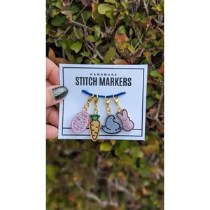 Easter Stitch Markers - Spring progress keeper, Peeps glitter crochet gift, knitting notion, holographic glitter