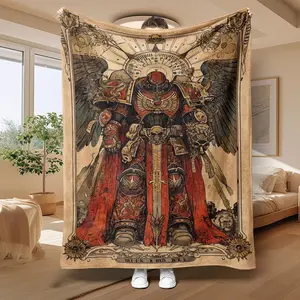Warhammer Themed Pattern Flannel Blanket, Soft Comfortable Warm Throw, Air Conditioned Room Blanket, Warm Nap Blanket for Office Travel, Soft Cozy Blankets for Home Decorations