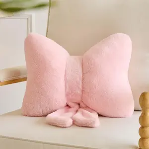 Bowknot Pillow Pink Cute Decorative Throw Pillow 12 Inch, Aesthetic Bow Cushion Plush for Bedroom Couch Home Decor USA