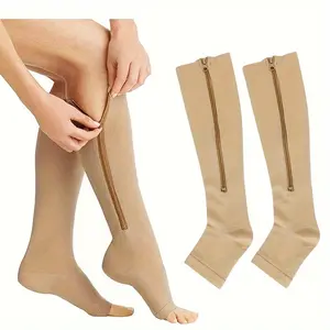 Zipper Compression Socks for Men & Women – Breathable & Supportive Over-the-Calf Sports Socks with Targeted Support Panels, for Running, Recovery & Performance