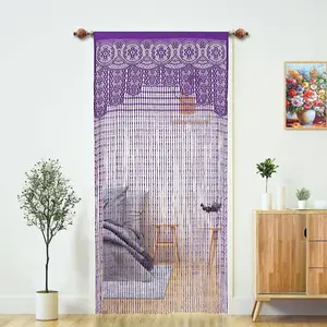 Macrame Lace Door String Curtain for Doorways,Room Divider Doorway Hippie Window Panel Room Divider Wall Closet Curtains for Bedroom Closet Door Drapes Decorations (35x79in/90x200cm,Purple)