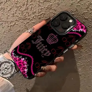 Creative crown cherry leopard print silver phone case, compatible with iPhone 17/16/15/14/13/12/11 Pro Max/Plus and Samsung Galaxy S23FE/22/23/24/25.