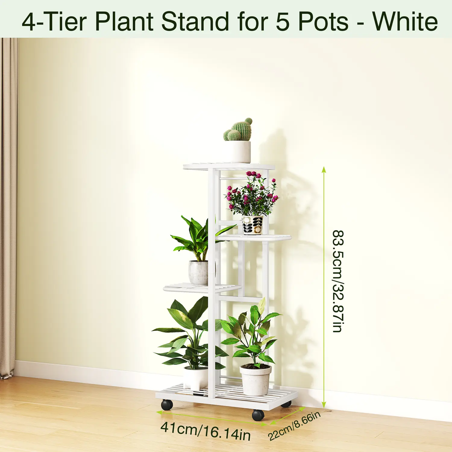 White 4-Tier Stand with Wheels