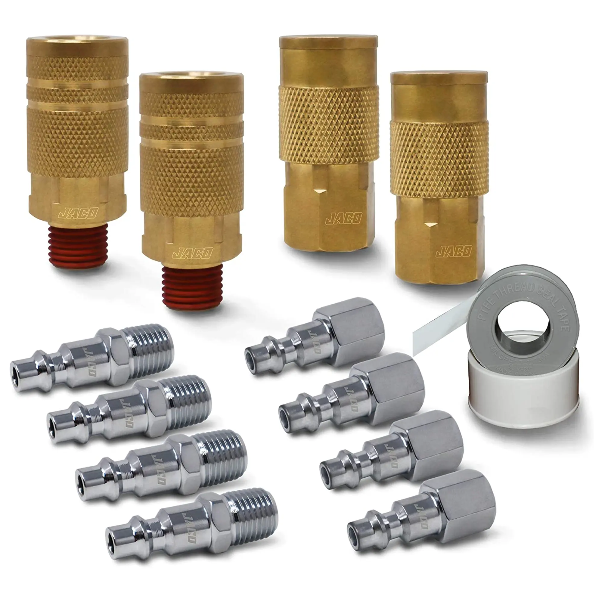 Industrial Quick Connect Air Fittings | Plug & Coupler Kit - 1/4" NPT (Set of 12) Industrial Quick Connect Air Fittings | Plug & Coupler Kit - 1/4" NPT (Set of 12)