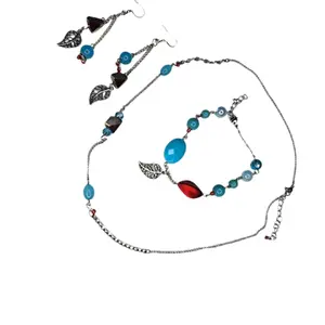 Stainless Steel Beaded Jewelry Sets for Women - Fashion Accessory performative  jewelry h2o  necklace  emma jewelry  women turquoise  jewelry nfr  jewelry blue  bracelet  women silver chain necklace necklaces girlfriend necklace woman