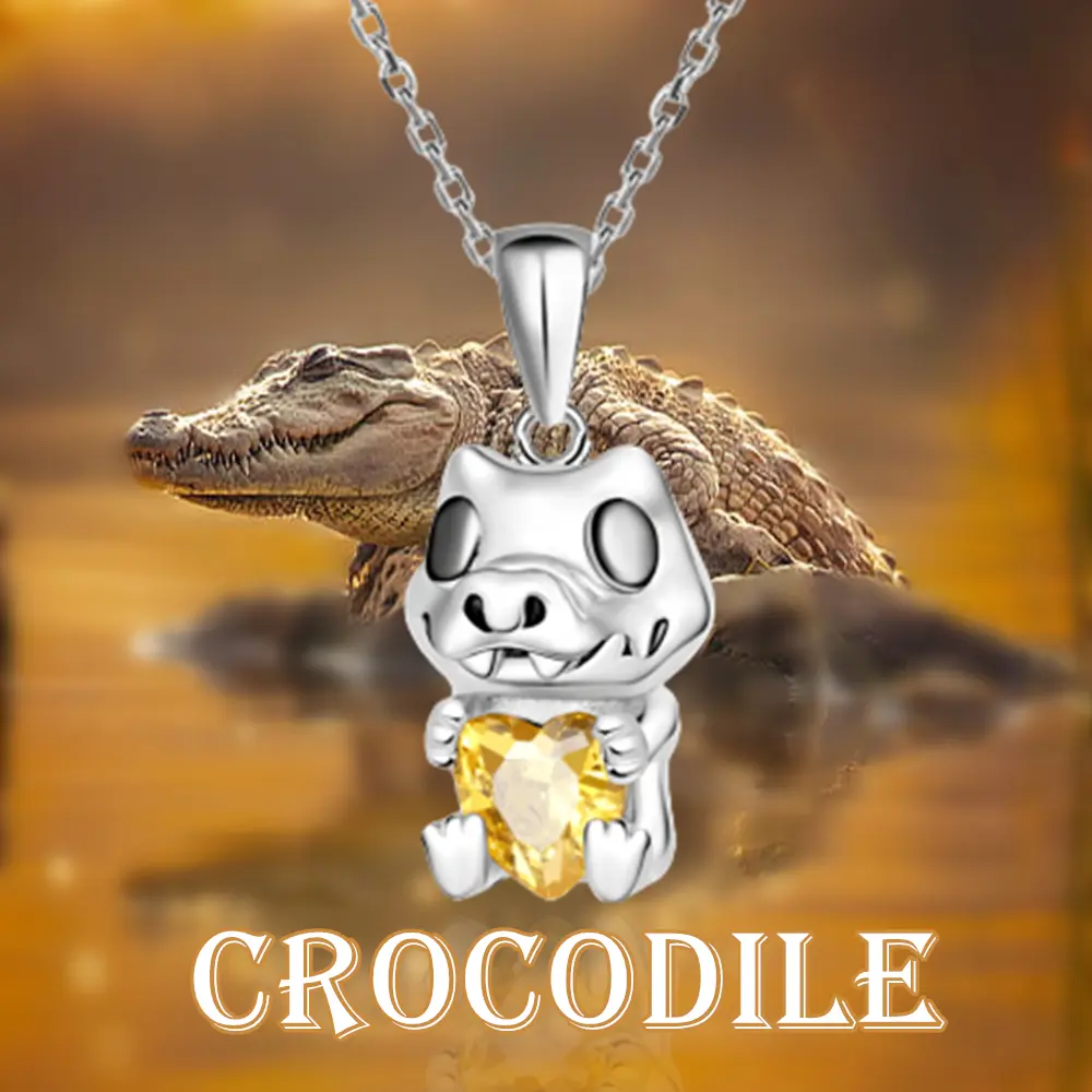 Cute Crocodile Pendant Necklace for Women, Cartoon Animal Chain Jewelry, 1-Piece Happy Birthday Gift for Girls, One-Piece