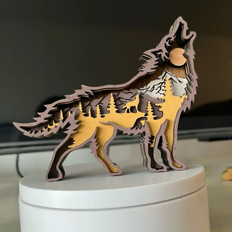 wooden wolf small size