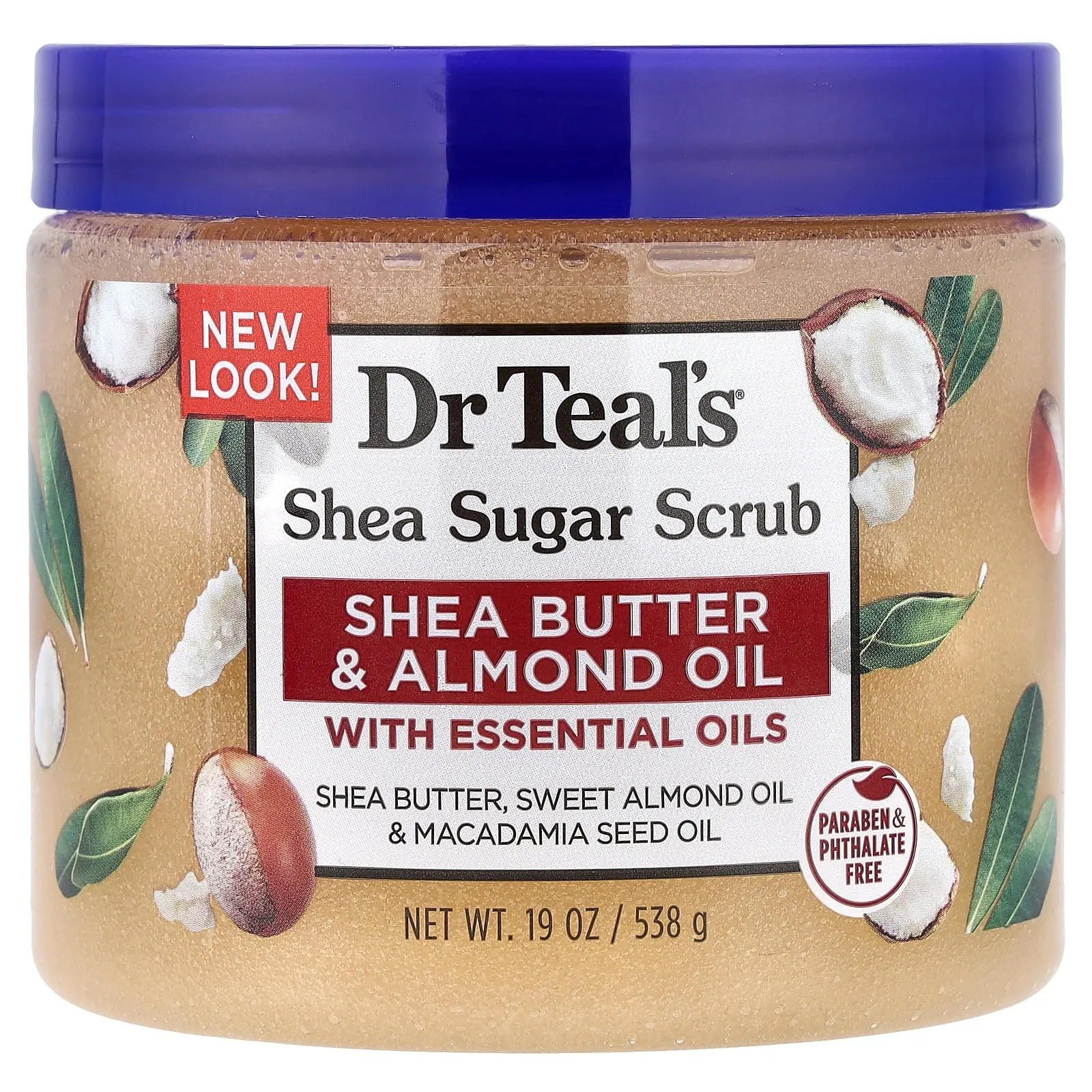 Dr. Teal's Shea Sugar Scrub, Shea Butter & Almond Oil , 19 oz (538 g)