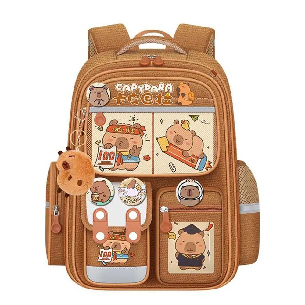 Cartoon Capybara Backpack Water-Repellent Large Capacity Schoolbag Alleviate Burden Light-weight Backpack for Students School