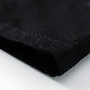 Men's Black Reversible Jacket with Front Zipper - Brown Collar, Workwear Design, Oversized Fit