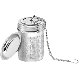 Loose tea strainer, ultra-fine filter tea infuser, 304 stainless steel with upgraded slim threaded lid, suitable for brewing black ea, Rooibos, etc. — fits mugs and teacups