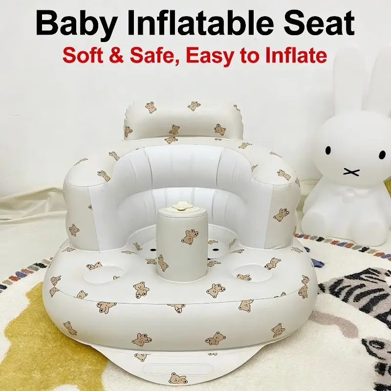 Bear Inflatable Seat Chair, Easy to Inflate Safe Baby Inflatable Chair, Luxurious Living Room Sofa, Children Dining Chair, Training Seat, Essential Daily Space for Kids