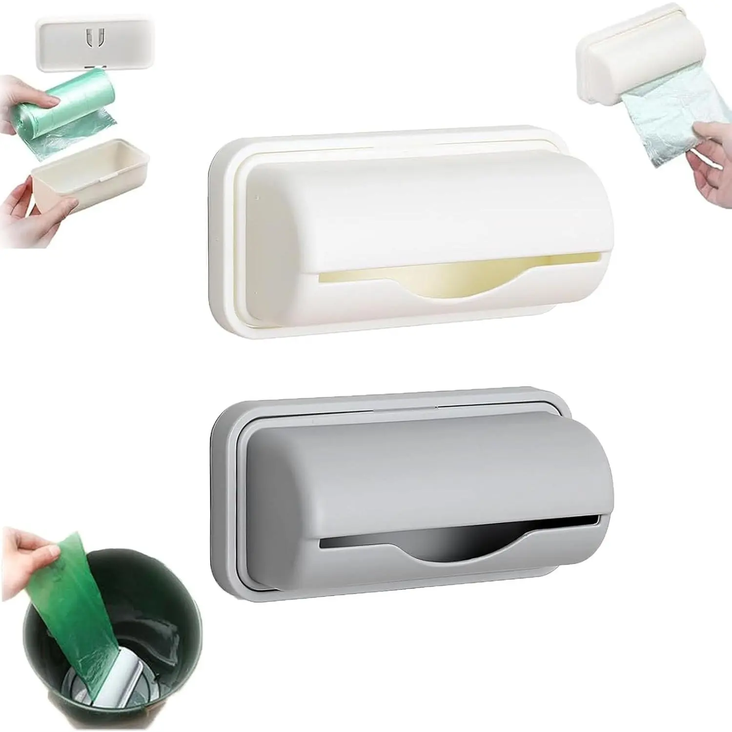 Trash Bag Dispenser for Bottom Of Can, Peel and Stick Trash Bag Dispenser, Small Bin Liner Kit, Bathroom TrashBags Dispensers, Adhesive, for Home Kitchen